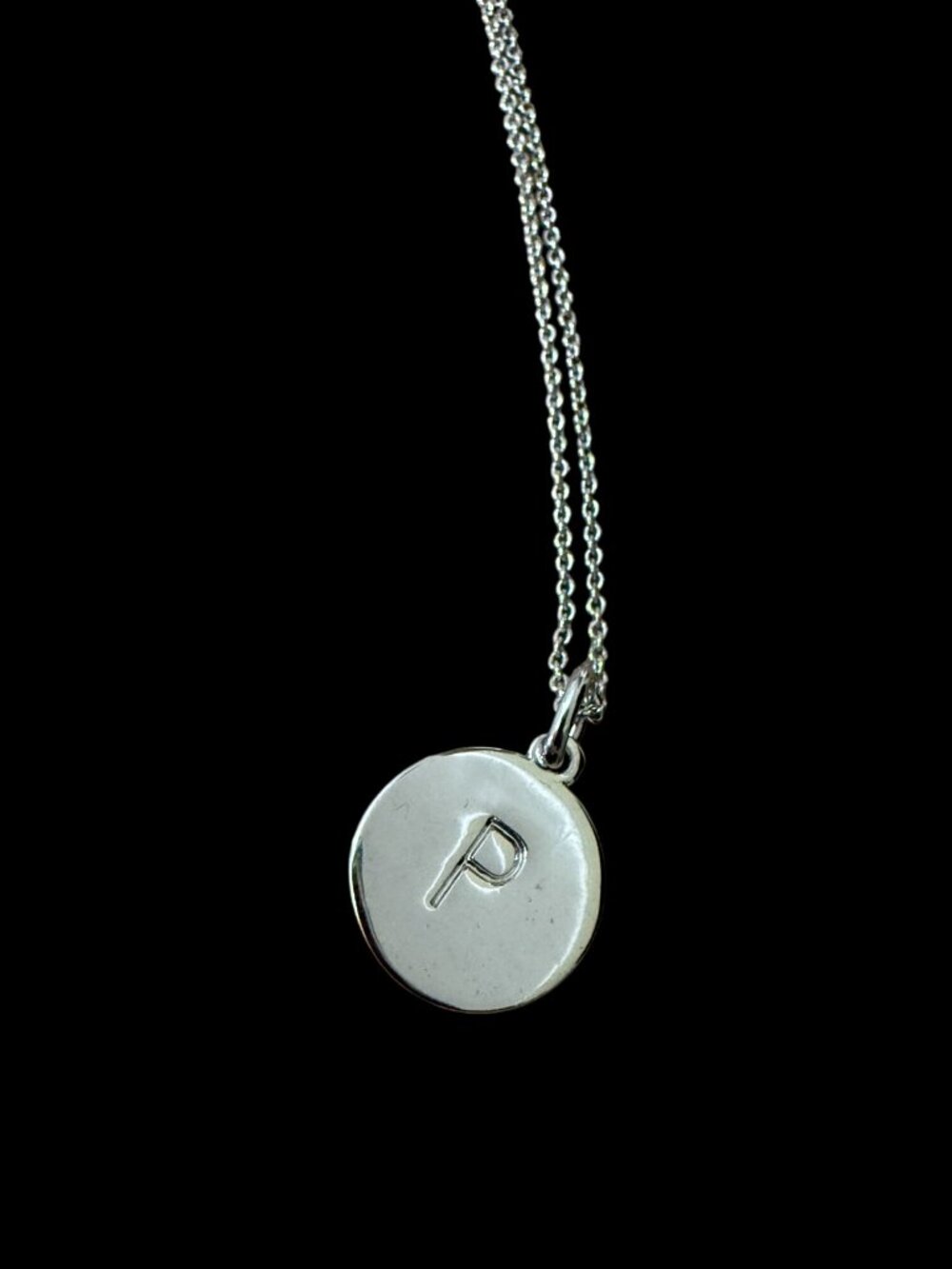 Kate Spade "P" "One in a Million" Reversible Pendant Necklace Silver Plated - Picture 2 of 13